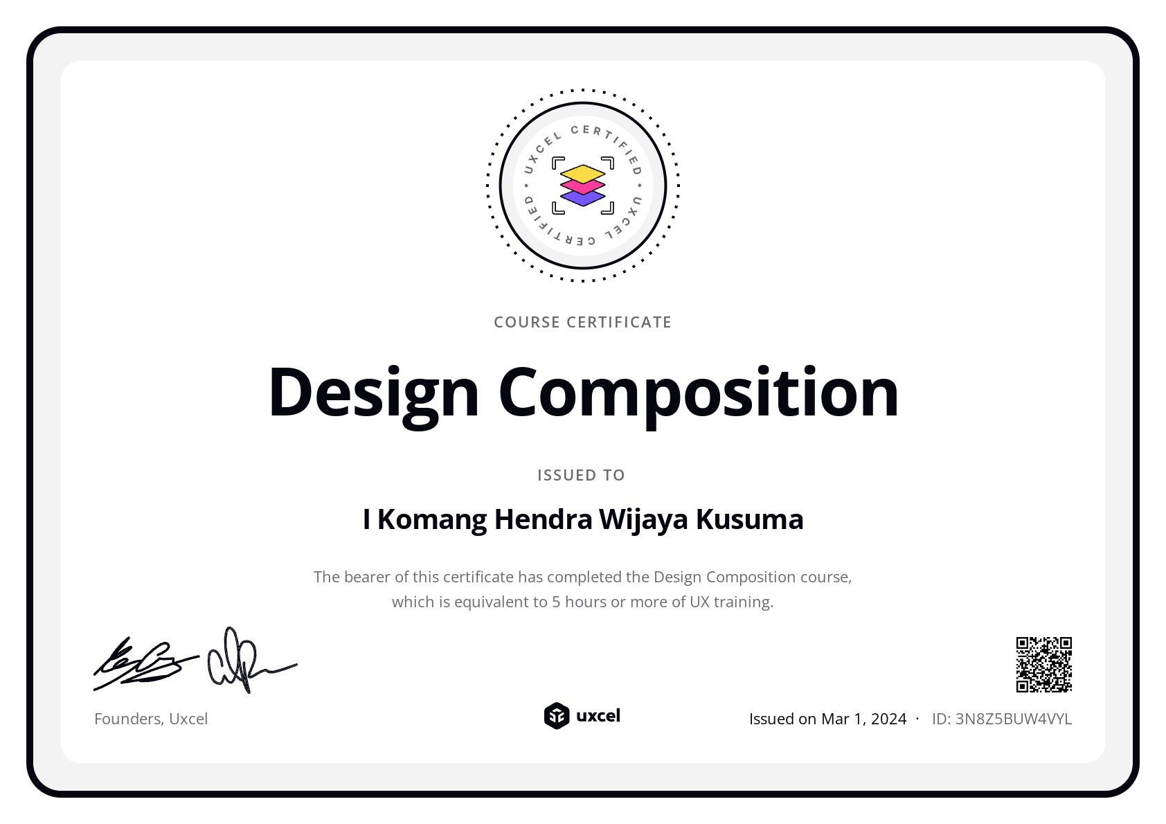 I Komang Hendra Wijaya Kusuma's certificate